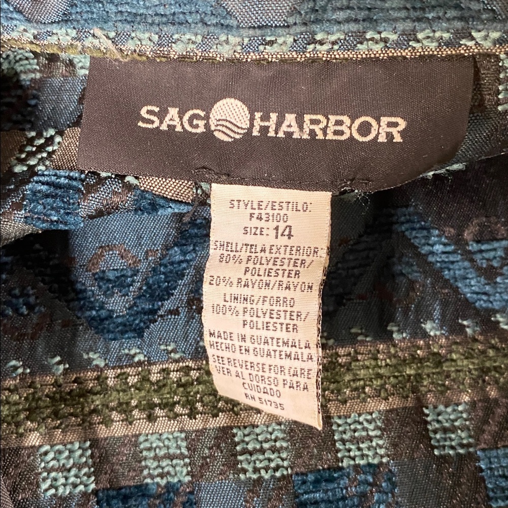 Vintage Sag Harbor Womens 14 Blazer Blue Turquoise Size - Picture 10 of 11